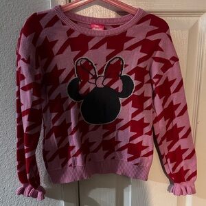Disney Women's Pink and Red Minnie Mouse Sweater